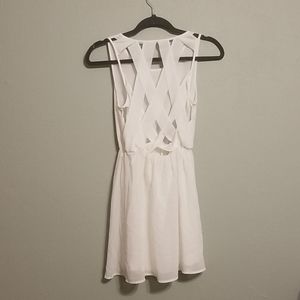 White Chiffon Lattice Back Dress, S